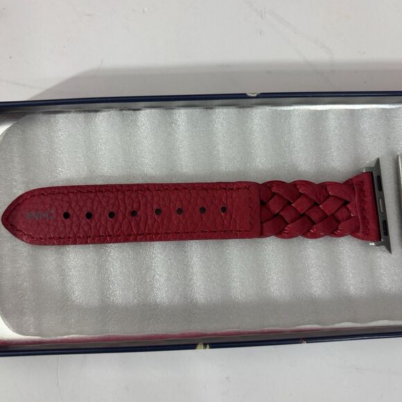 Brighton Sutton Apple Watch Band Braided Red Leather NEW w/Floral Tin Fits 38mm+ - Picture 14 of 16